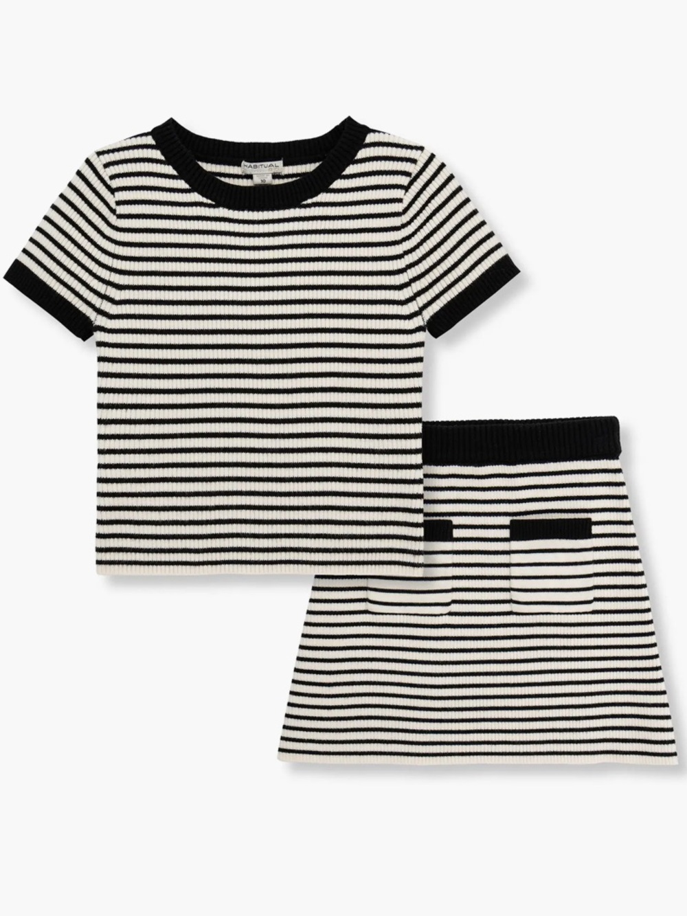 HABITUAL Stripe Rib Sweater & Skirt Set